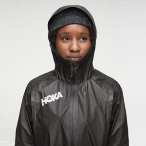Hoka One One Womens Black Gore-Tex Shakedry Hooded Running Zip Up Jacket